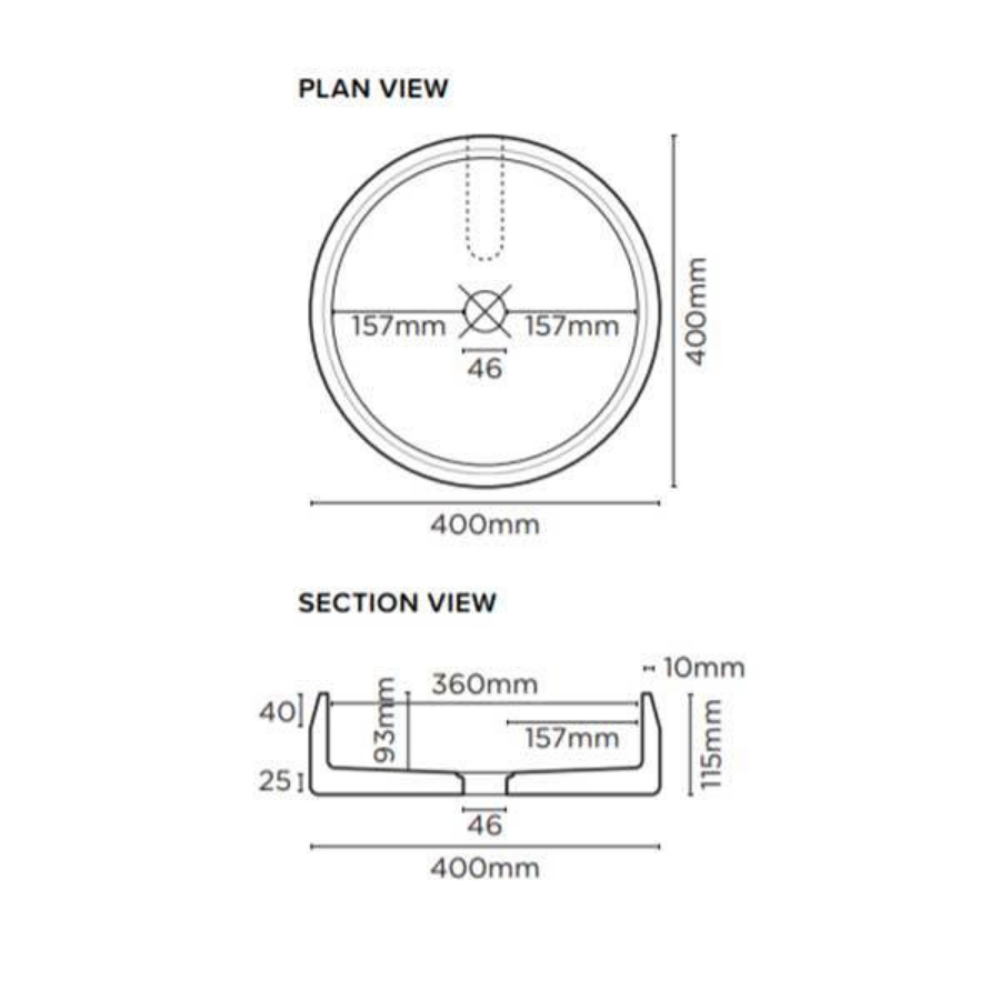 Nood Co Prism Basin Circle Surface Mount Ivory
