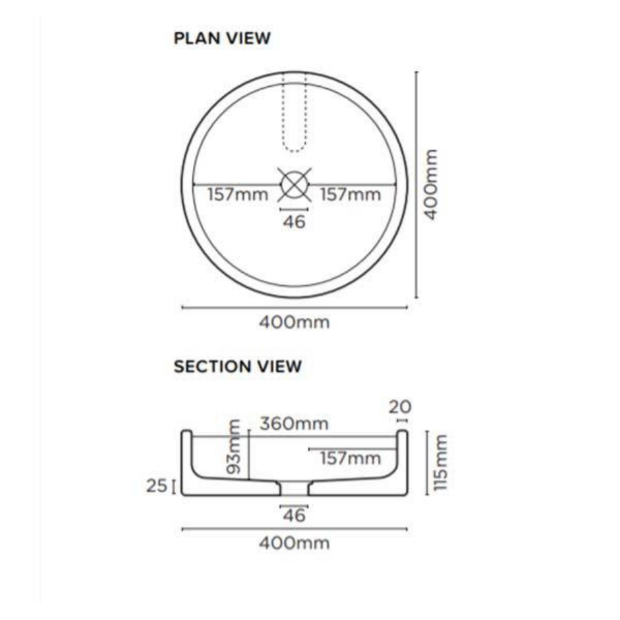 Nood Co Hoop Surface Mount Basin Charcoal
