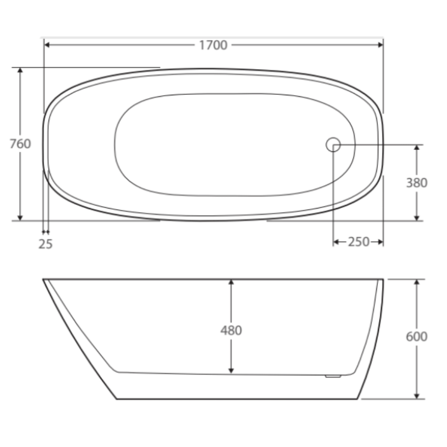 Fienza Athenia Acrylic Freestanding Bath 1700mm