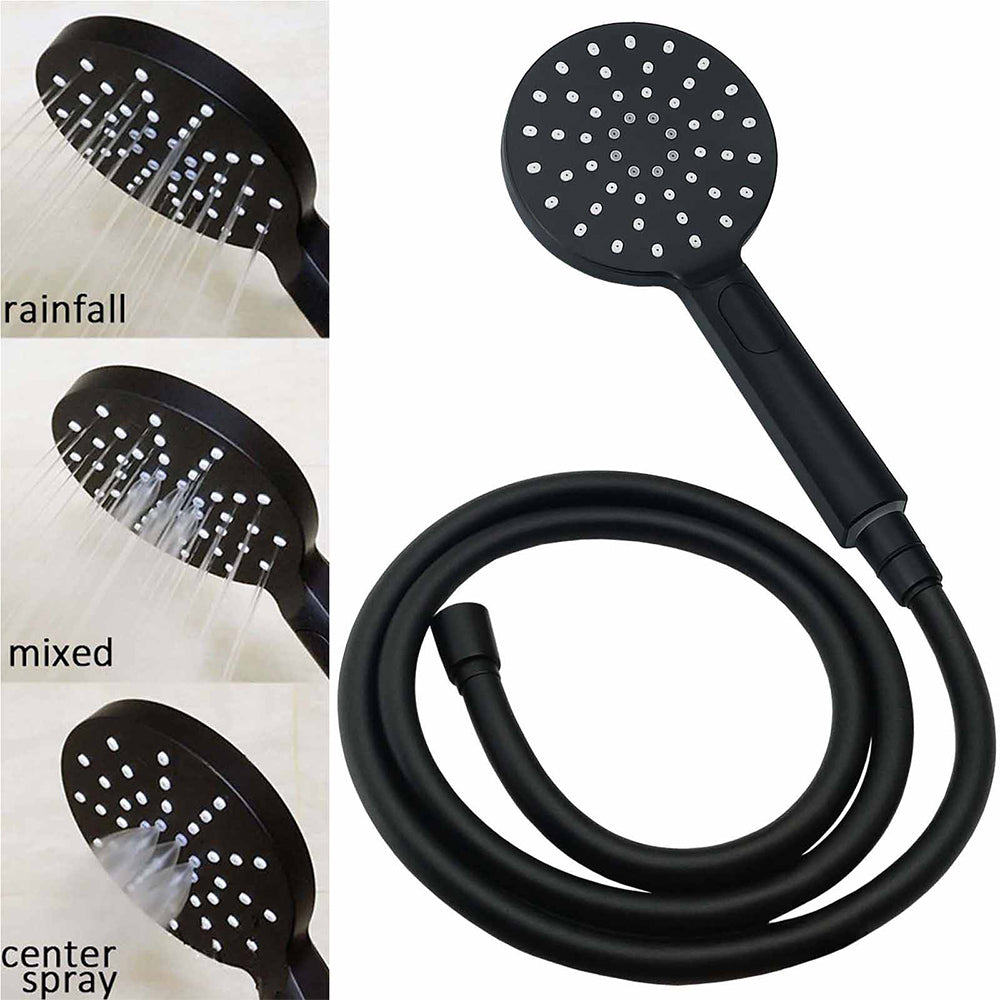Matt Black Dual Shower 12" Large Shower Rain Head + Handheld Silde Wall Rail Set