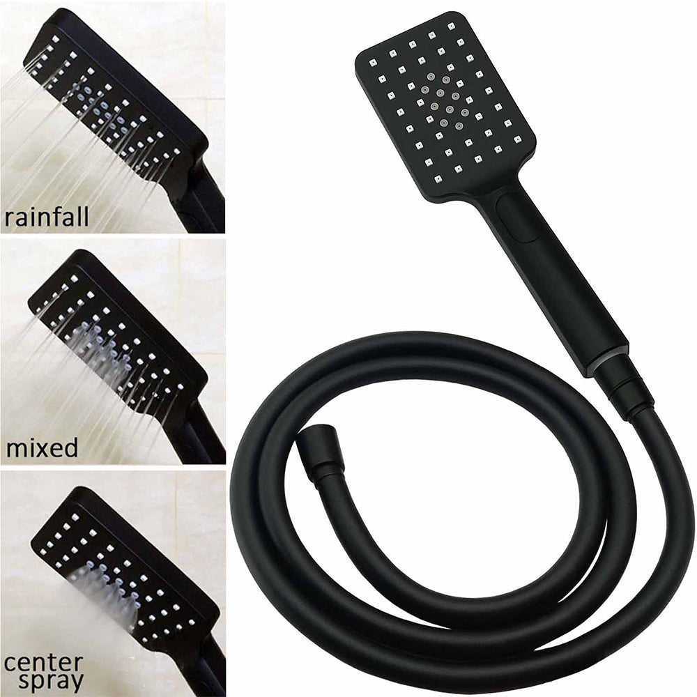 Matt Black Dual Shower Square 10" Rain Head 3 Modes Handheld Brass Silde Rail Twin Taps