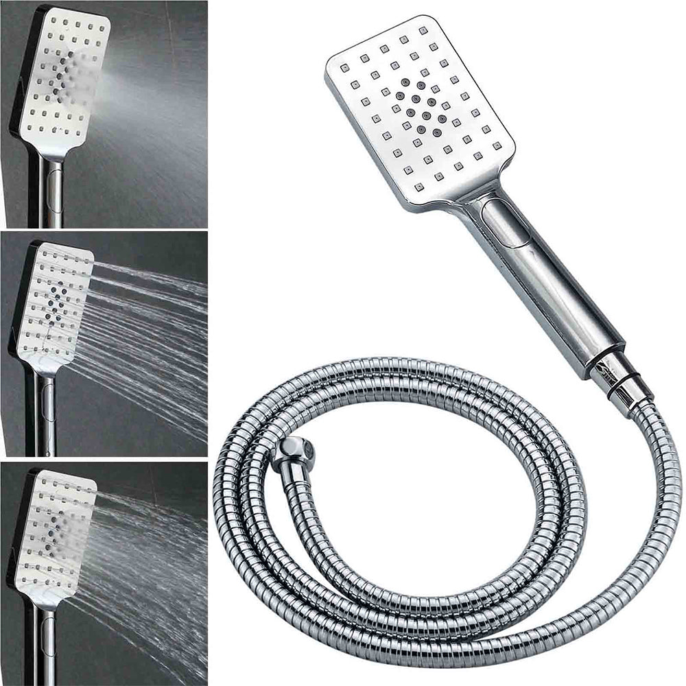 WELS Twin Square Shower Set 8" Rain Shower Head 3 Function Handheld Rail Arm Combo