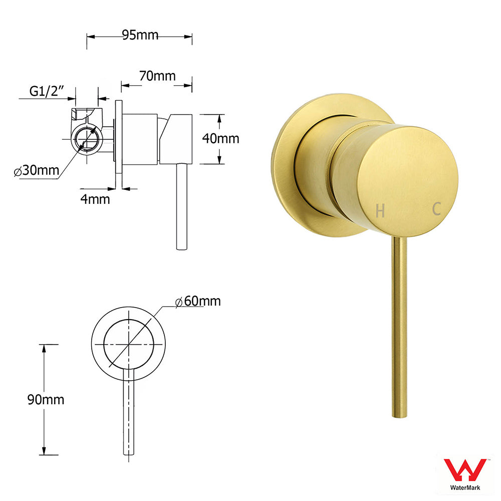 WELS Brushed Gold Twin Shower Set 8" Round Head 3 Modes Handheld Sliding Rail Arm Small Face Mixer