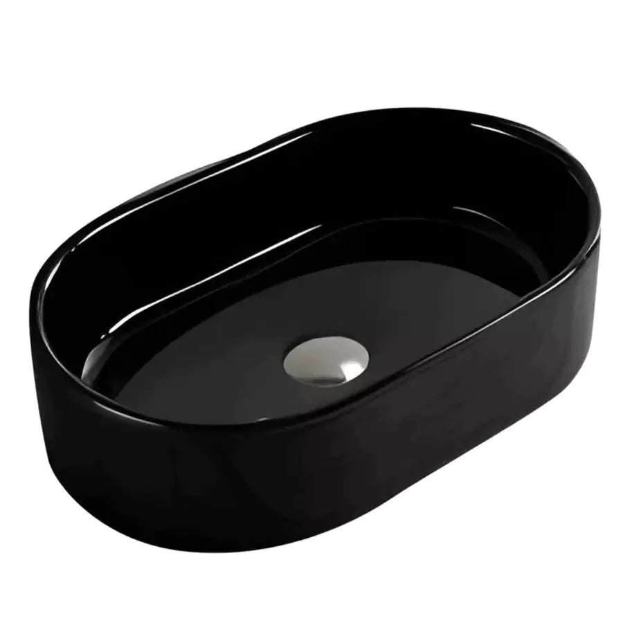 Above Counter Art Basin 550mm: Modern, Stylish Basin for Countertop Use-Gloss Black-PA5535B