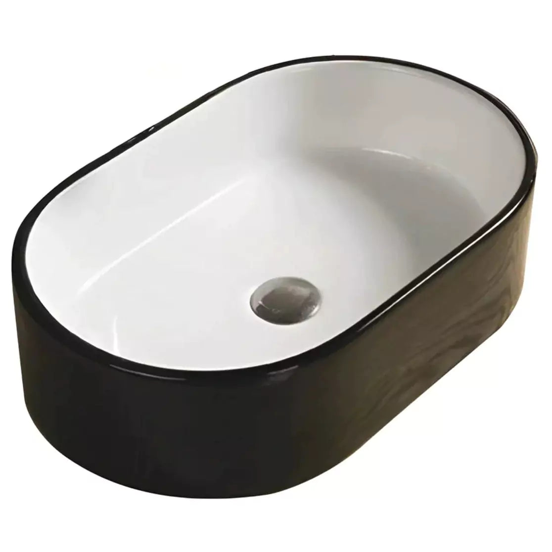Above-counter art basin: Gloss black and white, 550mm-Gloss Black and White-PA5535BW