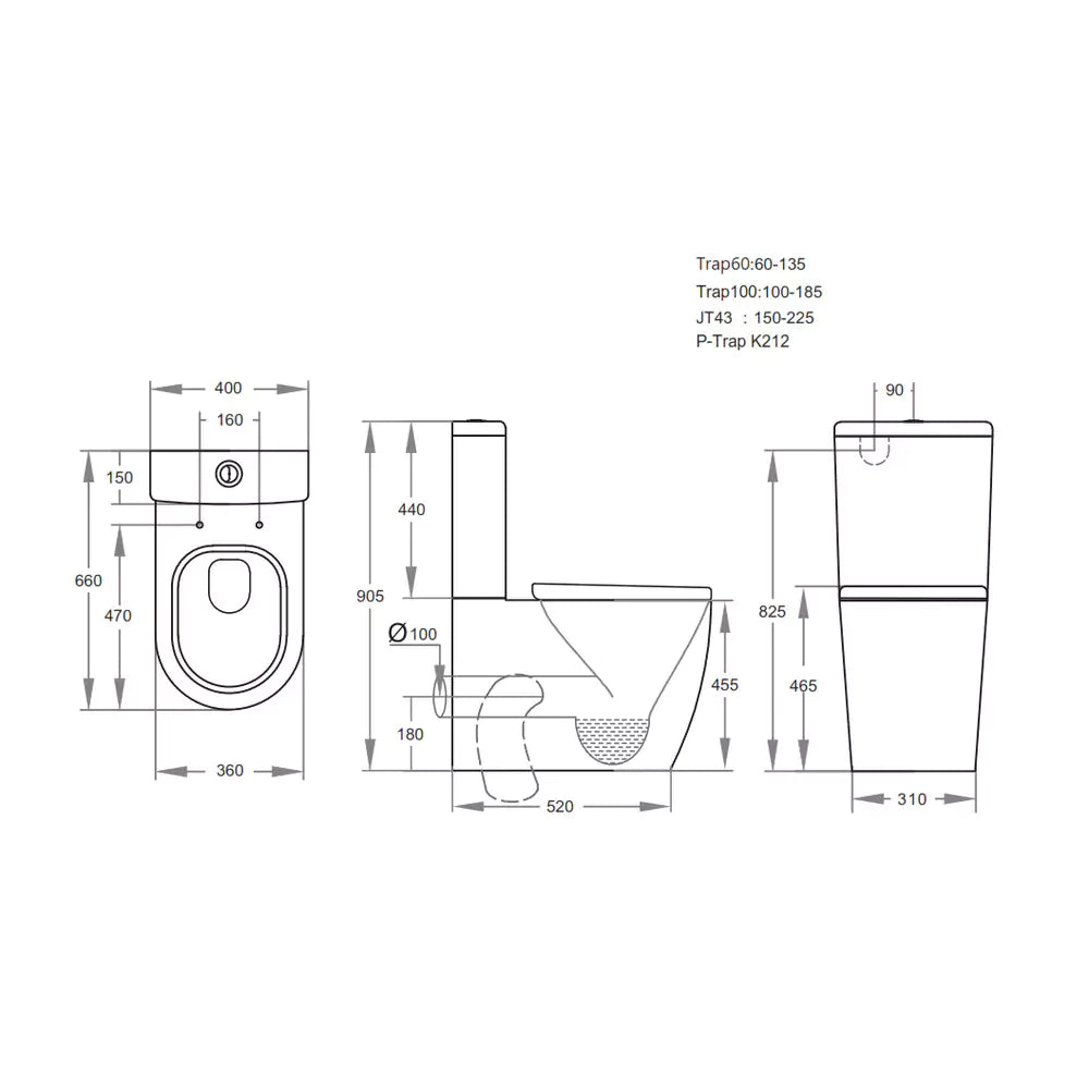 Ambulant Toilet Suite with Box Rim Design-Gloss White-KDK021