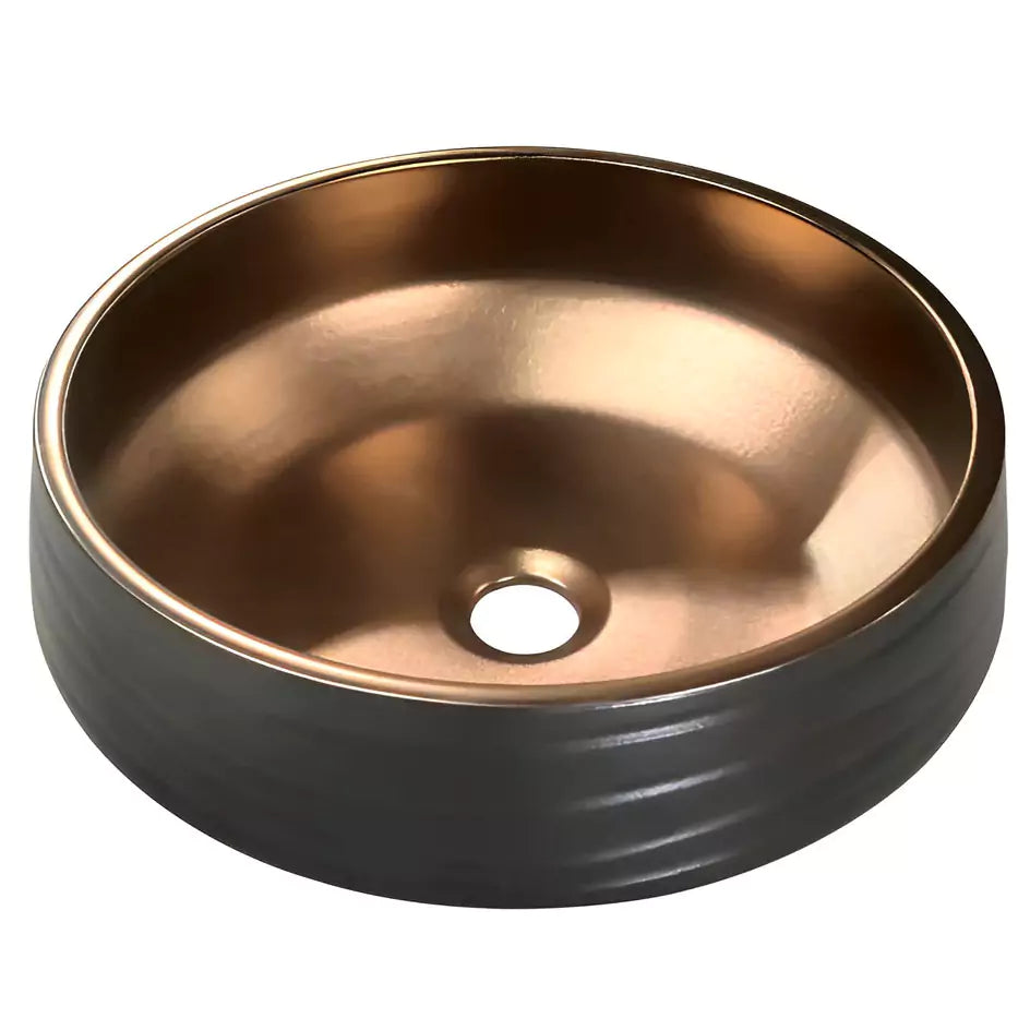 Compact Art Basin: 410mm Adding Elegance to Any Space-Matte Black and Copper-PA4343BC
