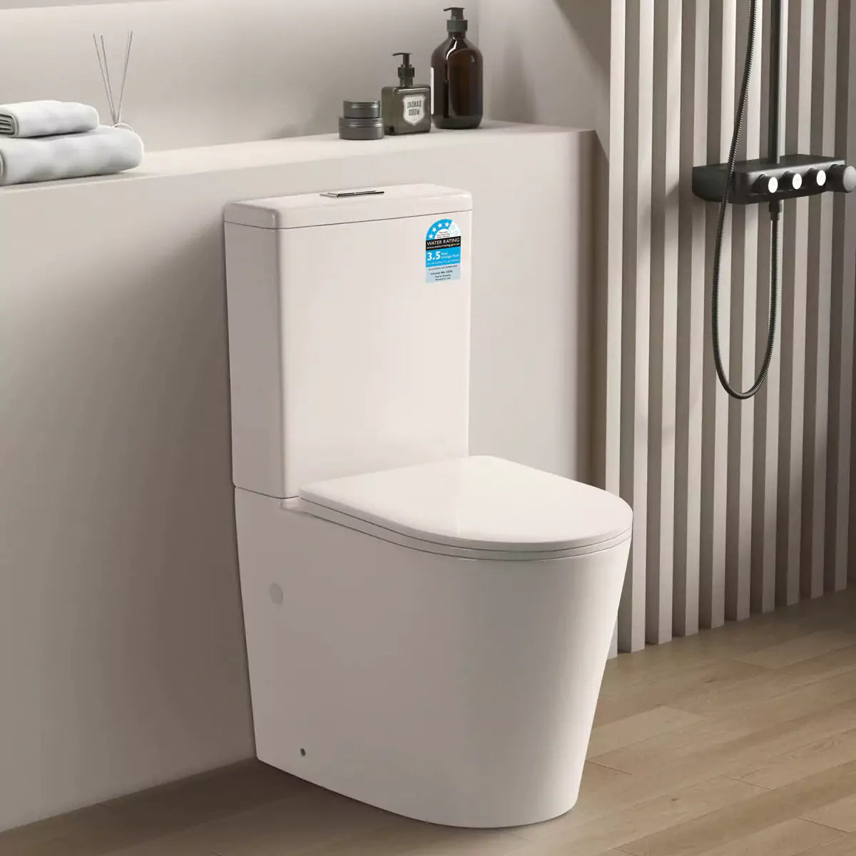 Avis Compact Rimless Toilet Suite: Modern Space-Saving Design-Gloss White-KDK600C/KDK600P