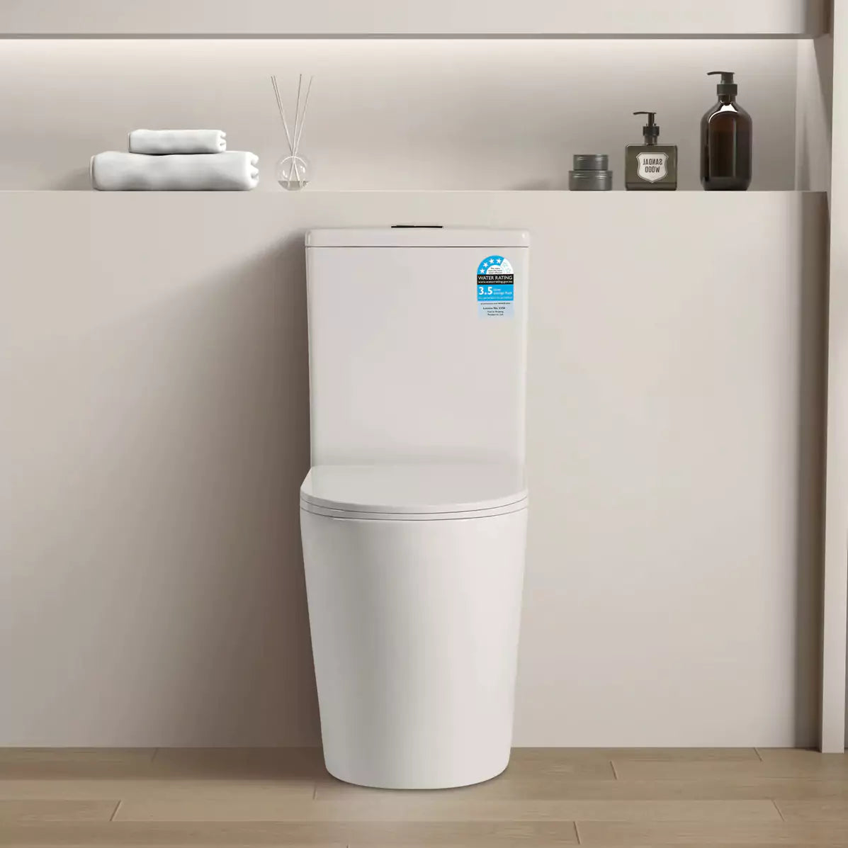 Avis Compact Rimless Toilet Suite: Modern Space-Saving Design-Gloss White-KDK600C/KDK600P