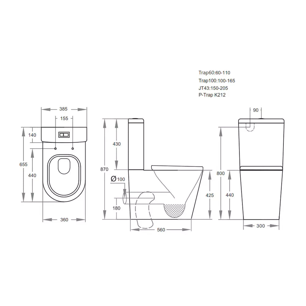 Modern Back To Wall Toilet Suite with Rimless Design-Matte White-KDK022R-MW