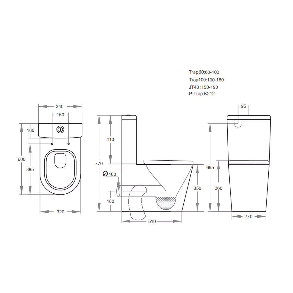 Avis Rimless Junior Wall Faced Toilet Suite: Efficient and Sleek Design for Modern Bathrooms-Gloss White-KDK600JC/KDK600JP