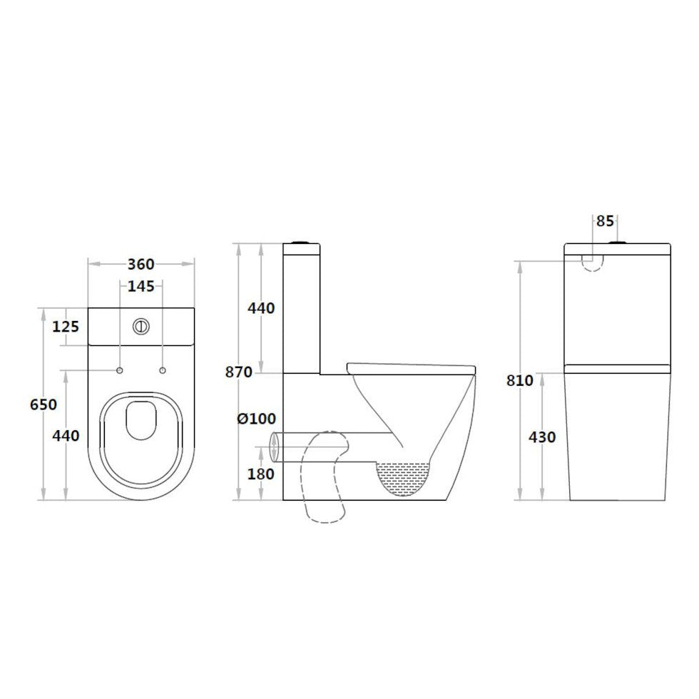 Tornado Back-to-Wall Toilet 027, size