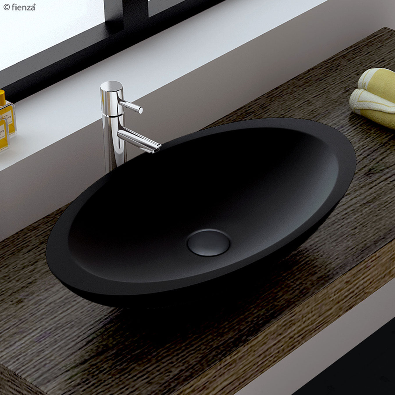 Fienza Bahama Matte Black Cast Stone Above Counter Basin