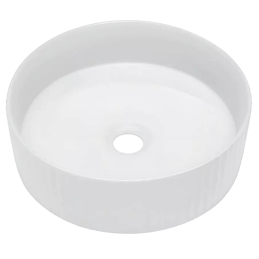 Bellevue Fluted Above Counter Basin 360mm: Stylish and Modern Design-Gloss White-BEL3636GW