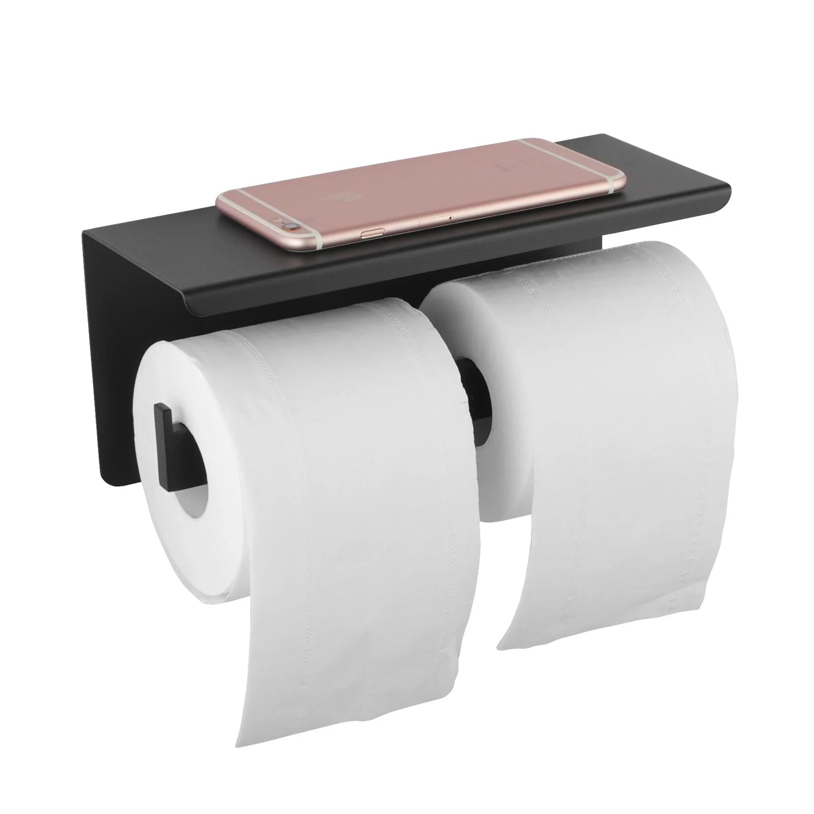 Blaze Double Toilet Paper Holder:Stylish with Protective Cover-Black-OX6114_TR