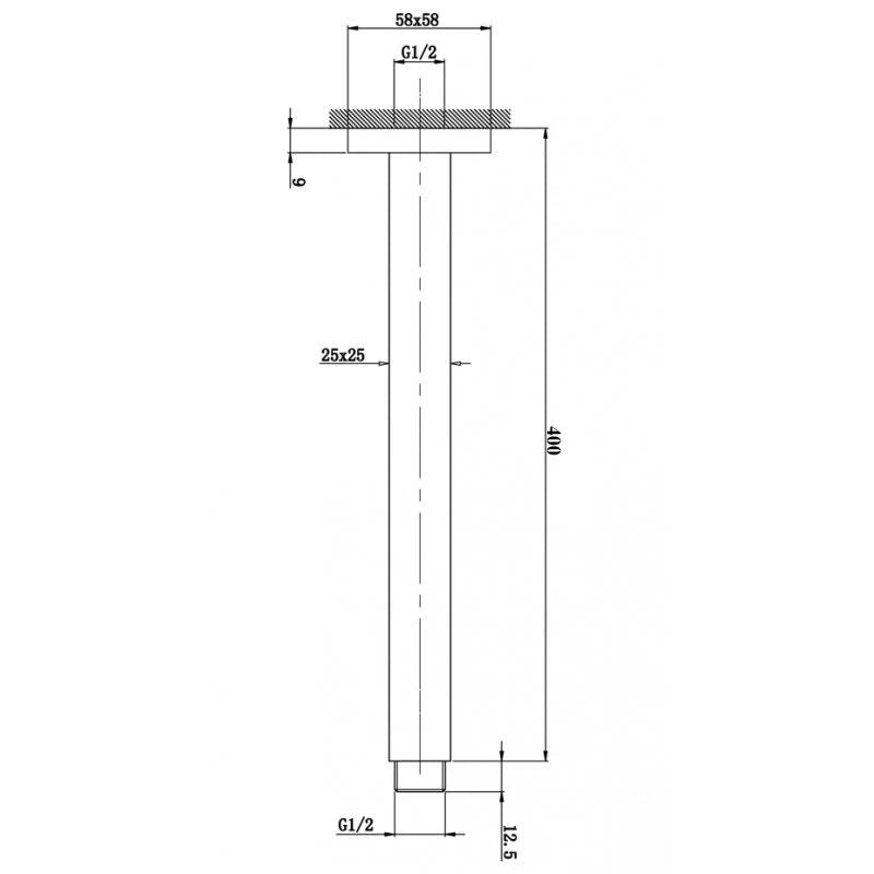 Cavallo Square Ceiling Shower Arm: Sleek Modern Design for Stylish Showers-SE17.04-400mm-Brushed Yellow Gold