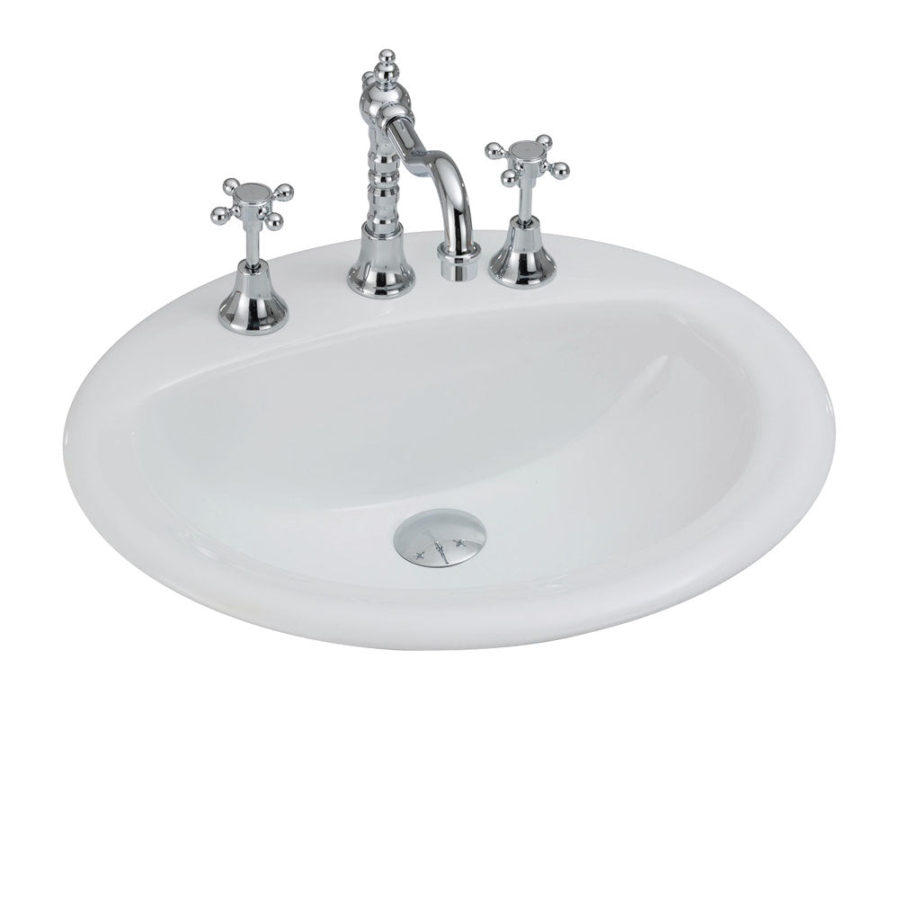 Fienza Crystal Fully-Inset Basin, 3 Tap Holes