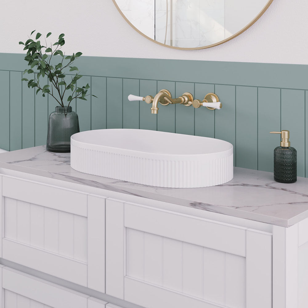 Fienza Eleanor Oval Above Counter Fluted Basin