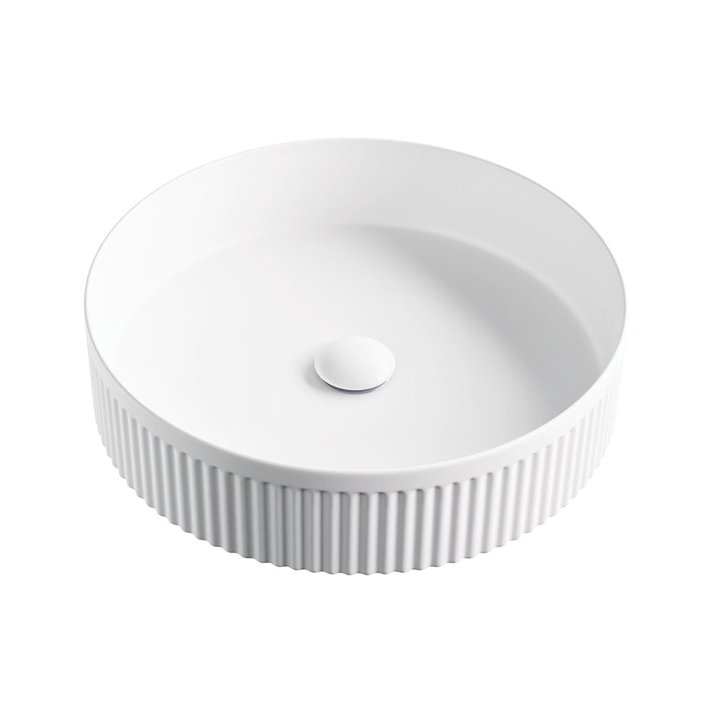 Fienza Eleanor Round Above Counter Fluted Basin, Matte White