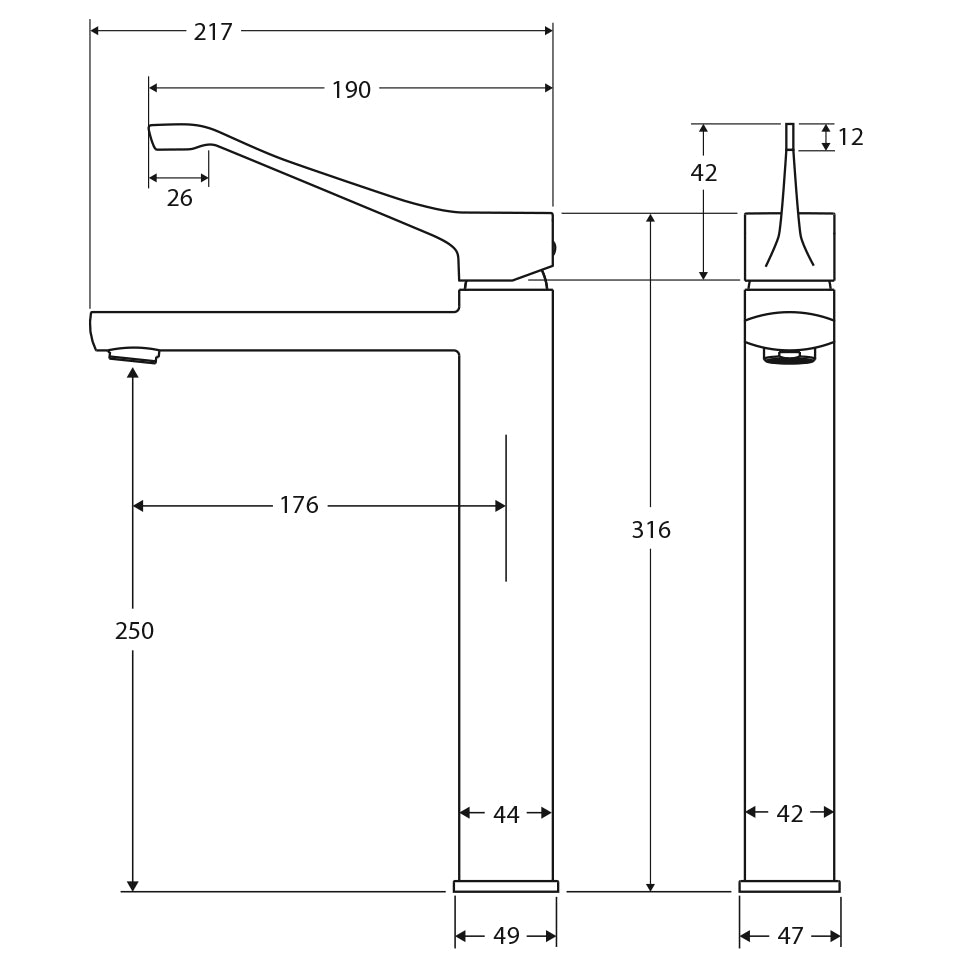 Fienza Koko Care Tall Basin Mixer - Matte Black