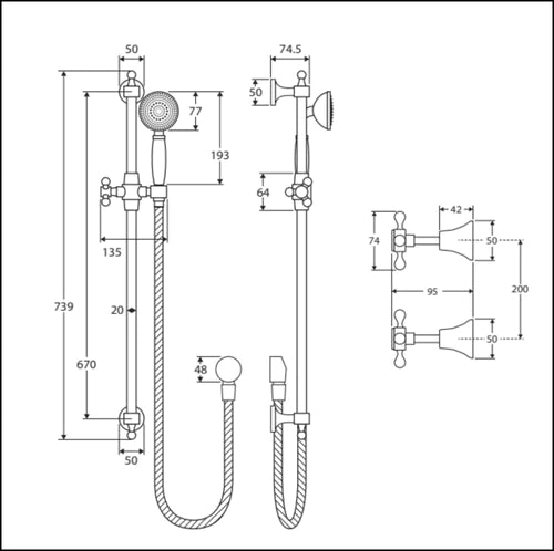 Lillian Rail Shower Set, Chrome
