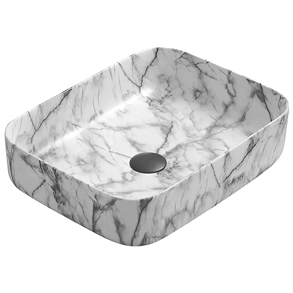 Fine Ceramic Basin 500mm: Sleek and Stylish Bathroom Essential-Matte White Carrara-PA5039CRA