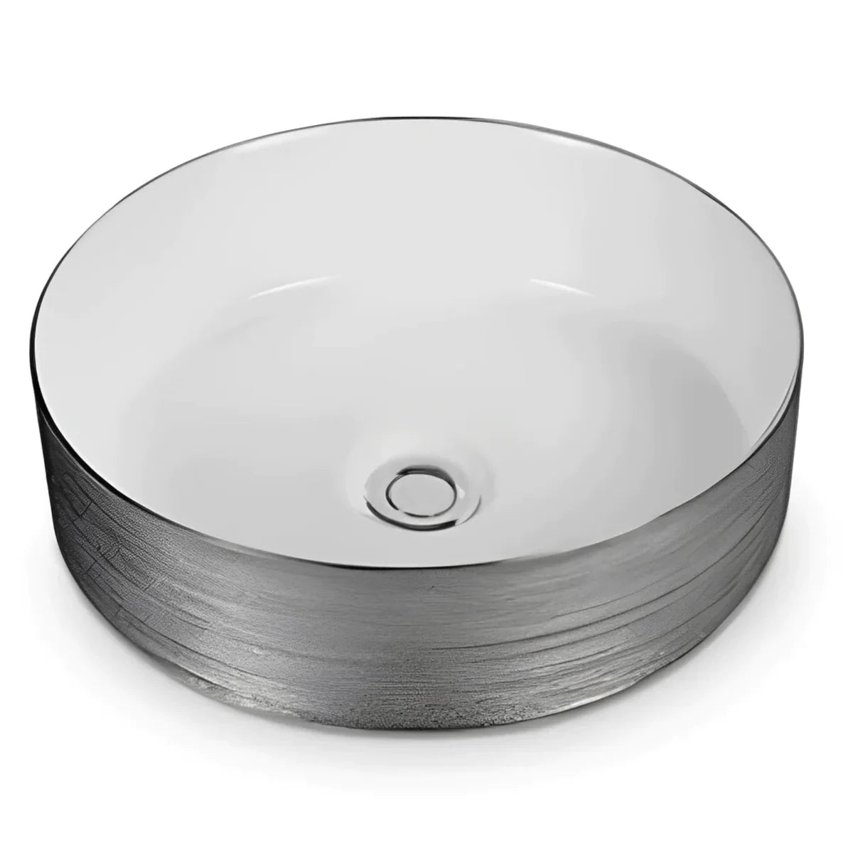 Gloss White & Silky Silver 355mm Ceramic Basin: Stylish and Compact Basin-PA3636SW