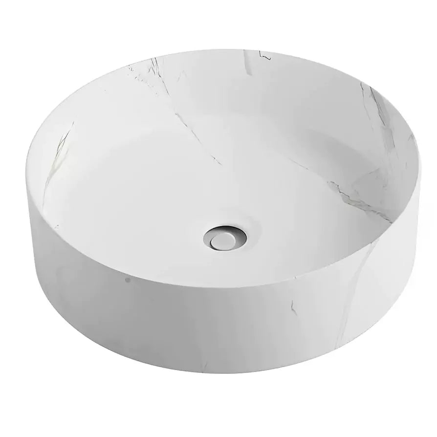 Marble ceramic basin, 394mm-Matte White Marble-PA4040M2