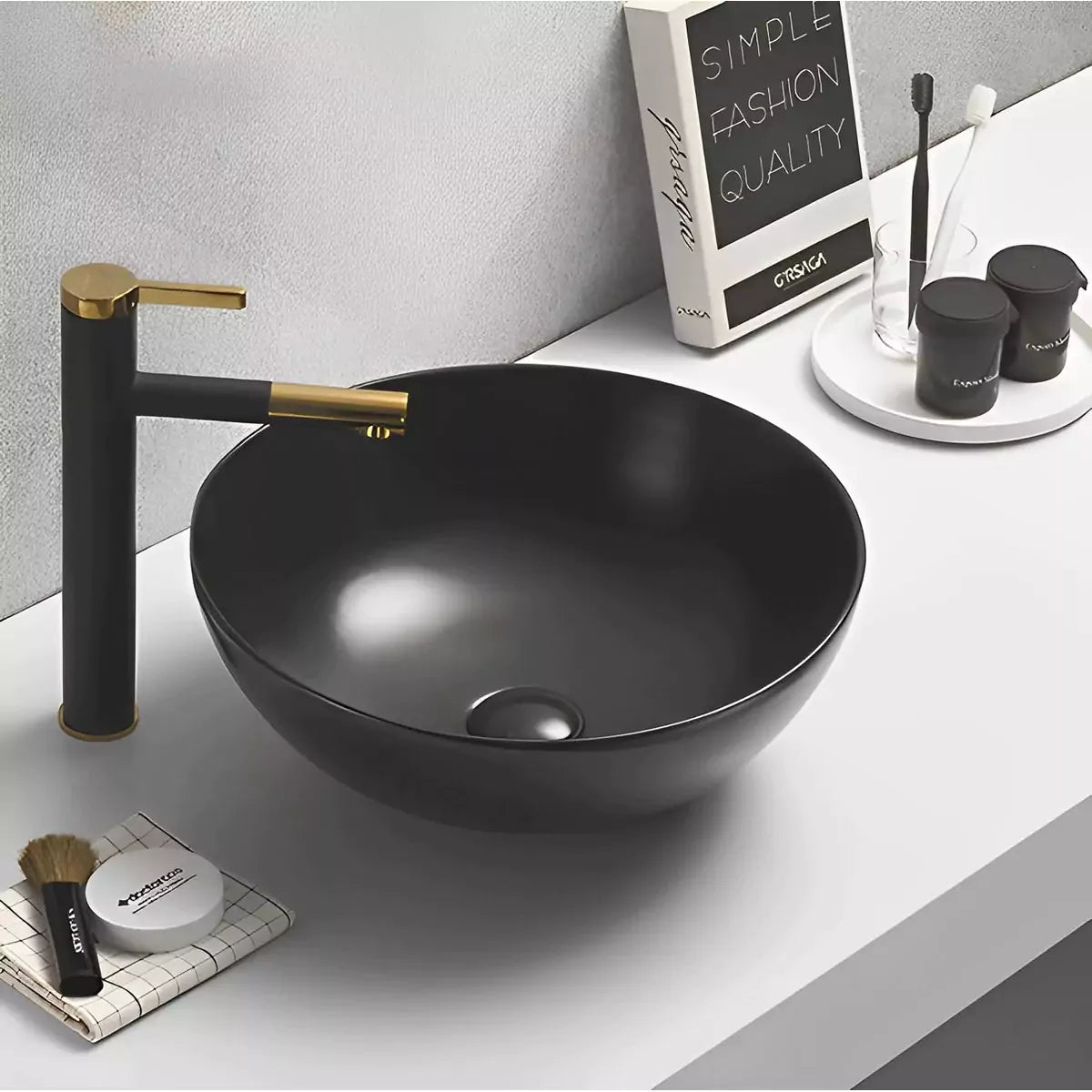 Fine Ceramic Basin PA4040: Elegant and Modern Bathroom Sink-Matte Black-PA4040MB