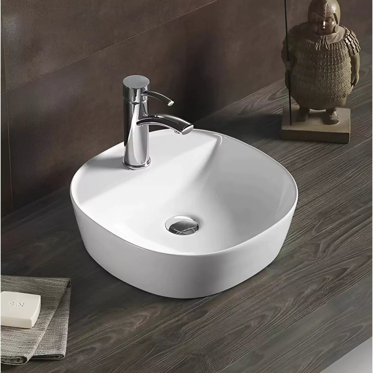 Ultra Slim 400mm Ceramic Basin: Sleek and Modern Design-Gloss White-PA4040TH