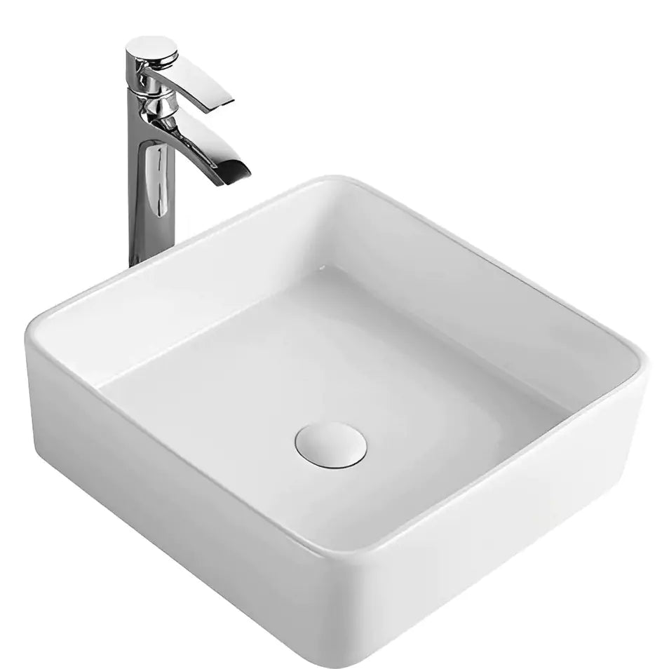 Sleek 415mm ceramic basin: Ultra-Slim Design-Gloss White-PA4141