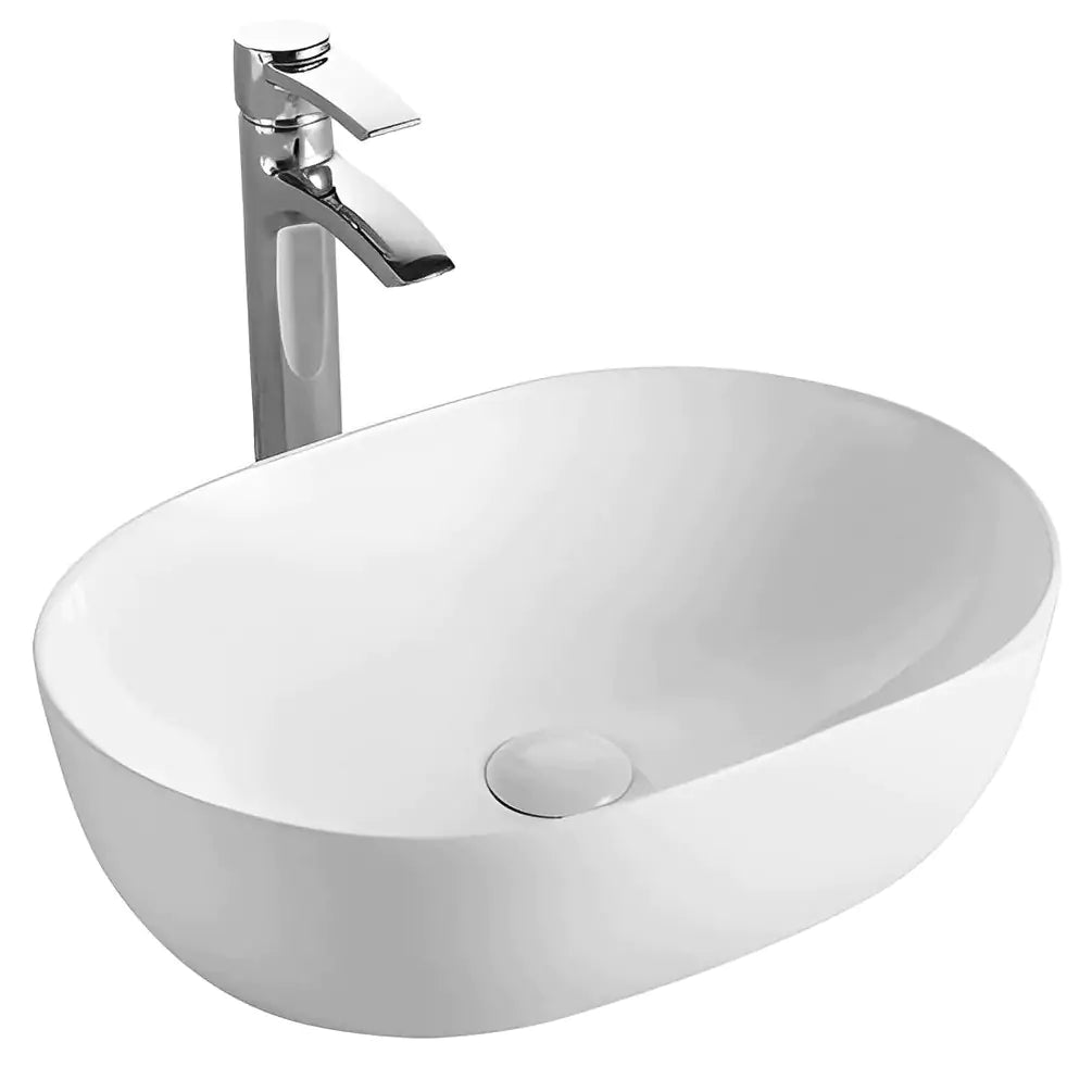 Sleek 490mm Ceramic Basin: Ultra Slim Charm-Gloss White-PA4935