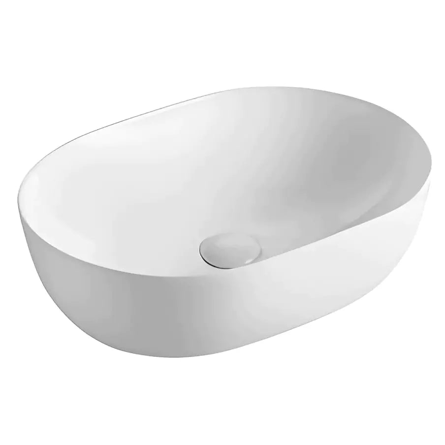 Sleek 490mm Ceramic Basin: Ultra Slim Charm-Gloss White-PA4935