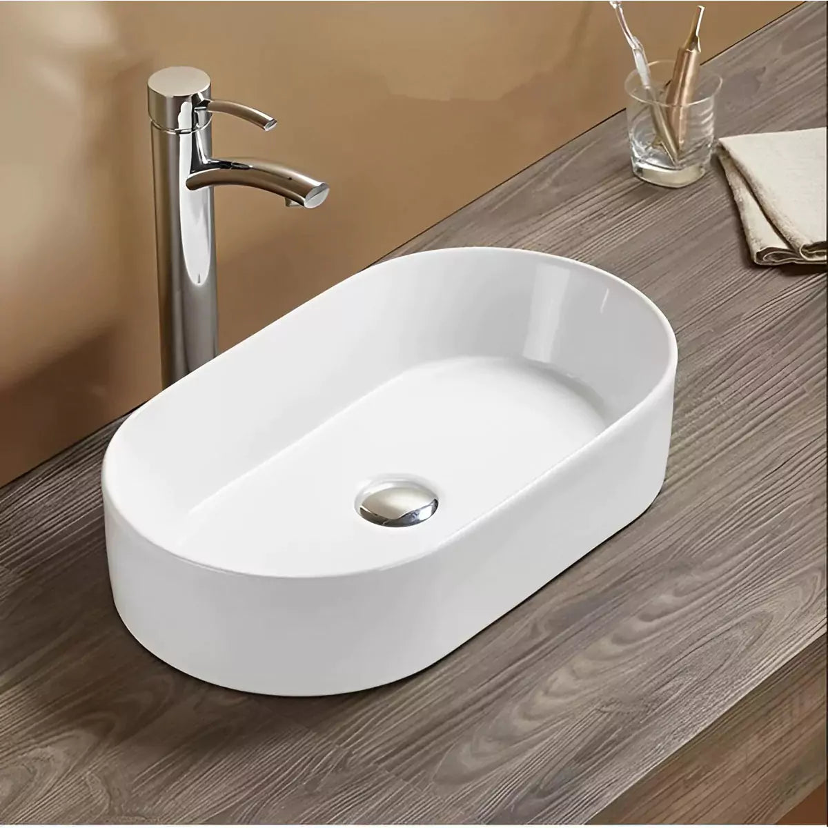 Ultra Slim 525mm Ceramic Basin: Sleek and Stylish for Modern Bathrooms-Gloss White-PA5230