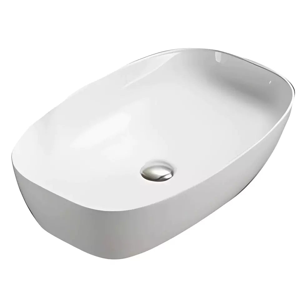 Fine Ceramic Basin Ultra Slim 600mm: Modern and Slim Ceramic Basin-Gloss White-PA6038