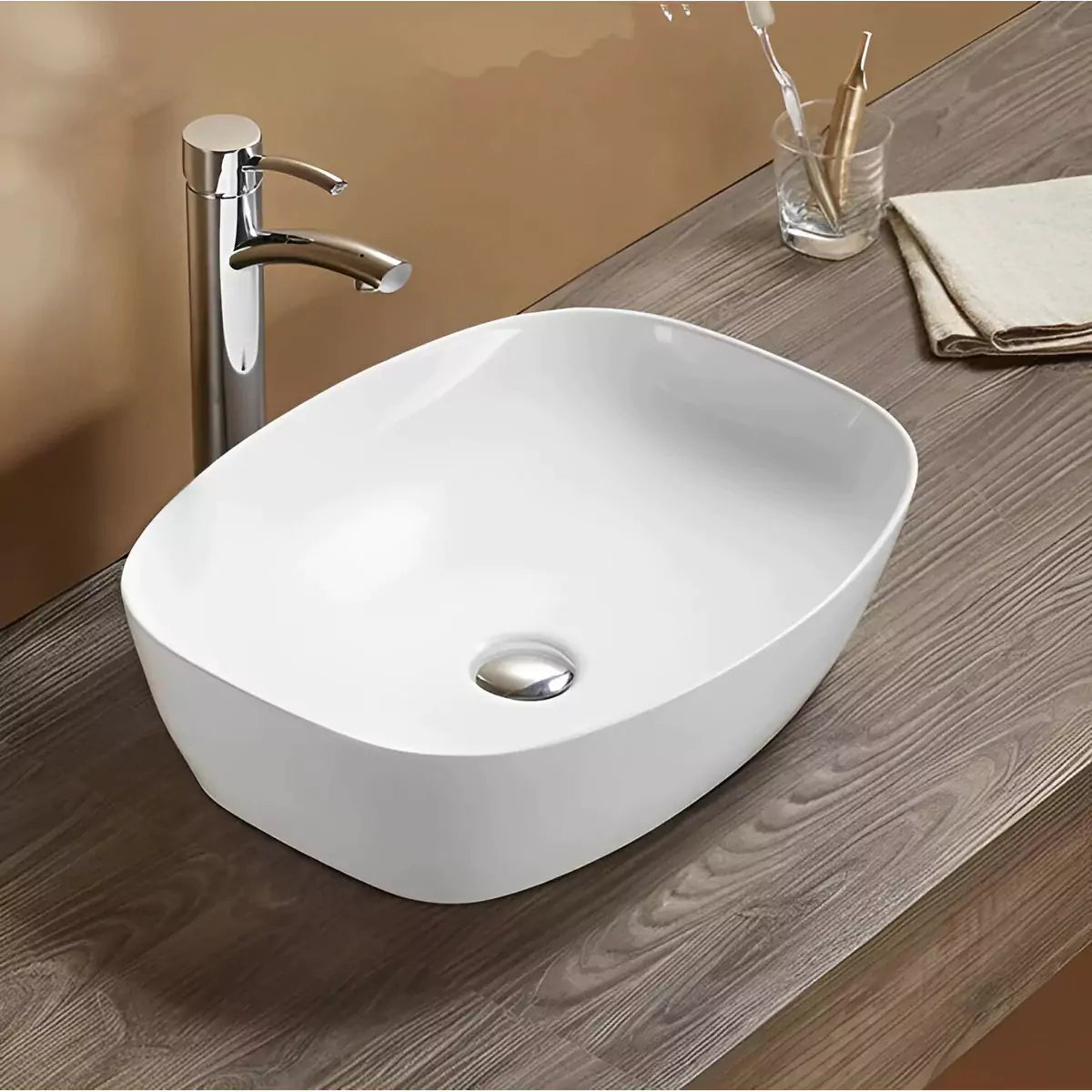 Gloss White Ceramic Basin: 505mm Slim Design-PA50385