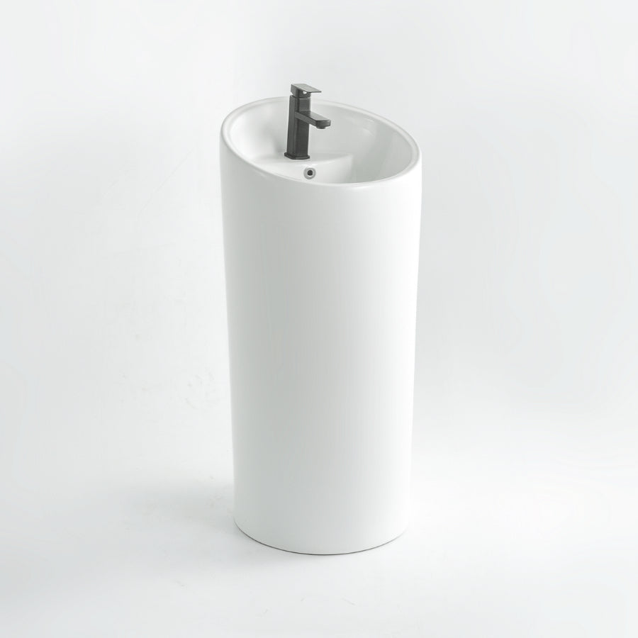 Floor Standing Ceramic Basin YJB-140: Sleek and Compact Design