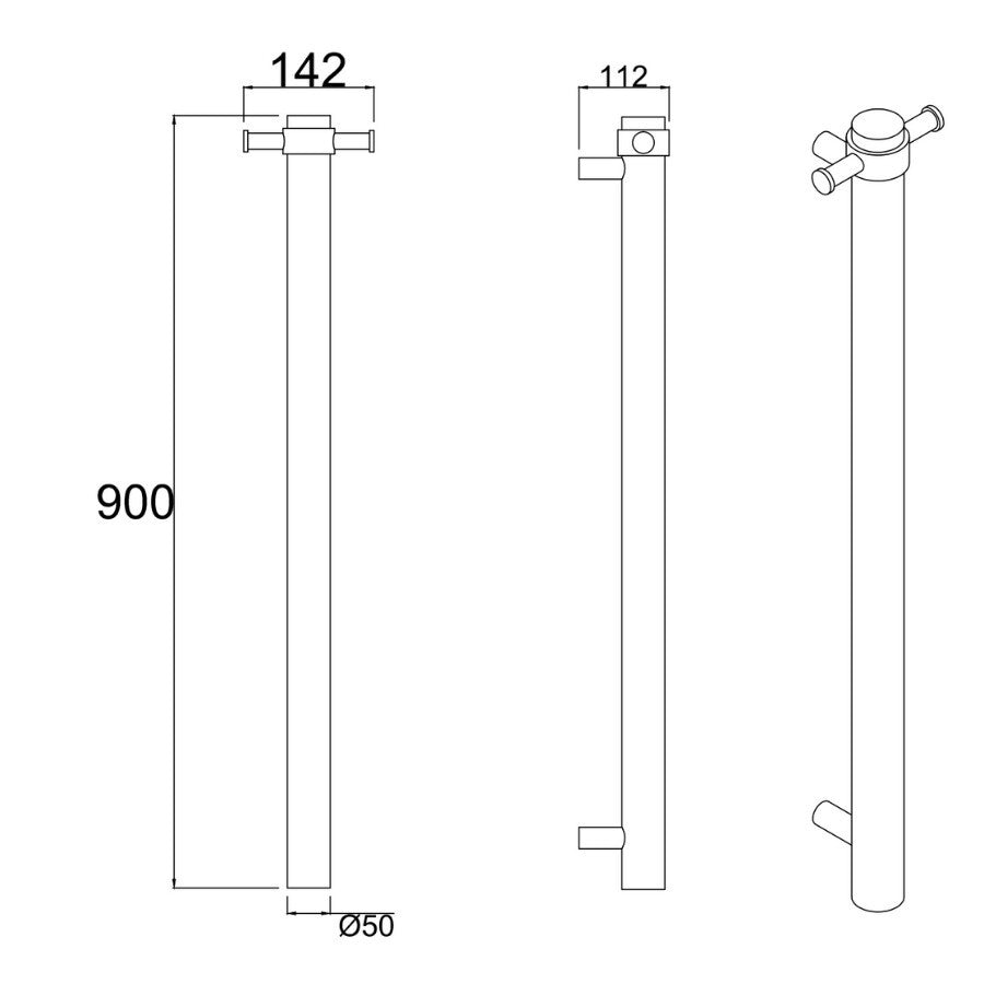 V1 Heated Towel Rail-OND-V1, size