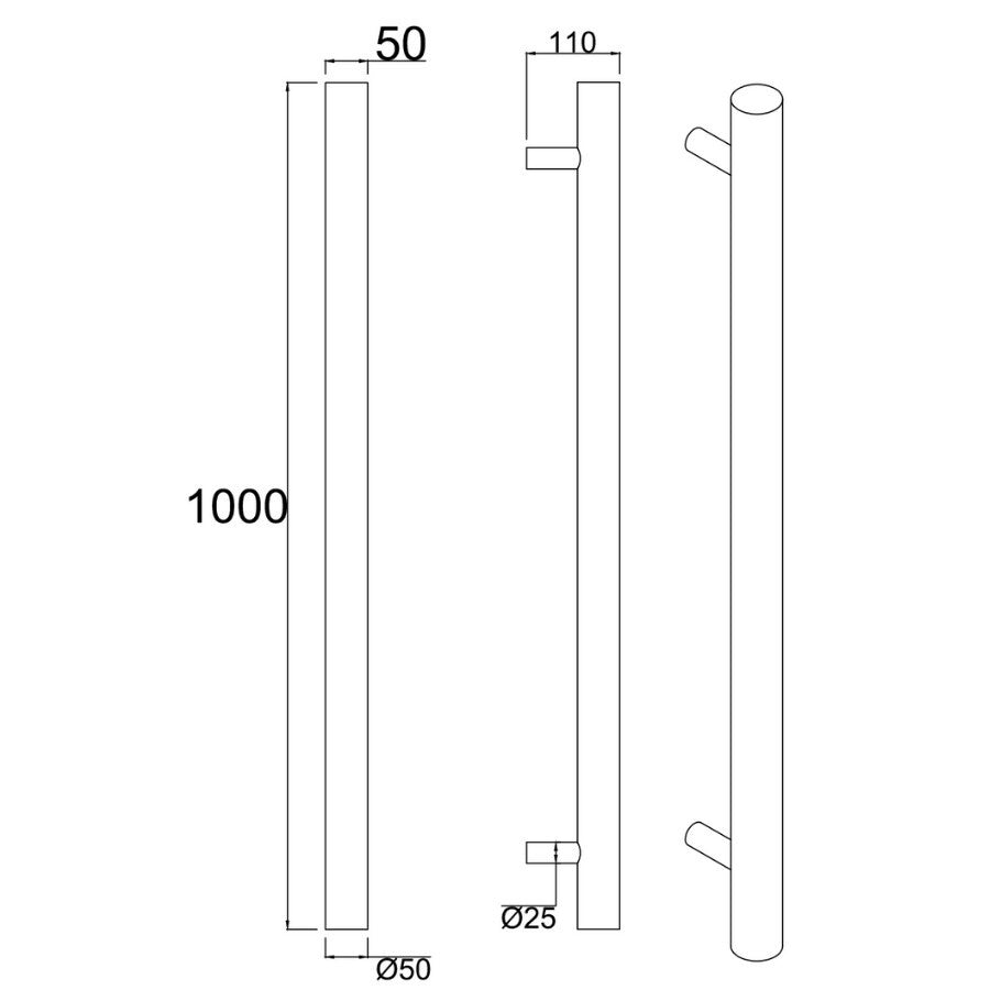 V1R Heated Towel Rail-OND-V1R, size