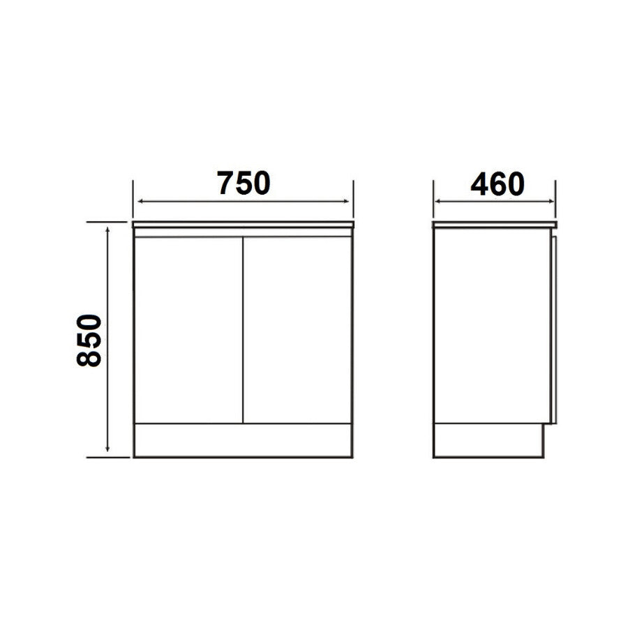 High Gloss White Finish, Soft Close Doors, MDF Construction-BV750, size