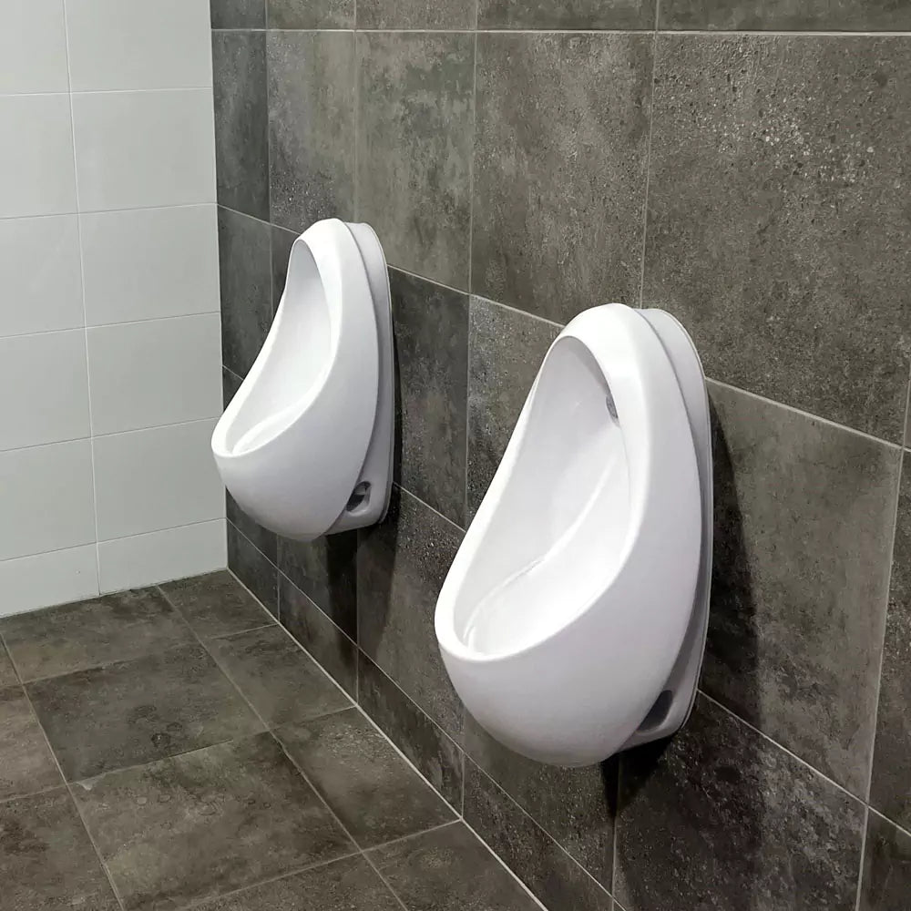 Isabella Twin Stall Urinal Kit with Zip FlushMaster: Dual Urinal SetUp with Ddvanced Flushing Technology-K3040Z-2-Gloss White