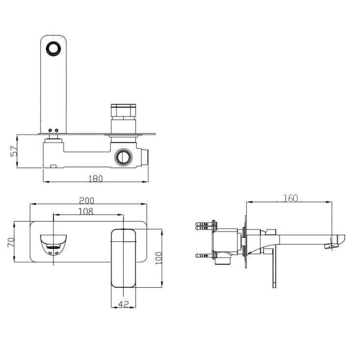 Ivano Series Bathtub/Basin Wall Mixer: Streamlined, Contemporary Water Fixture-CH0223-2-BM, 2