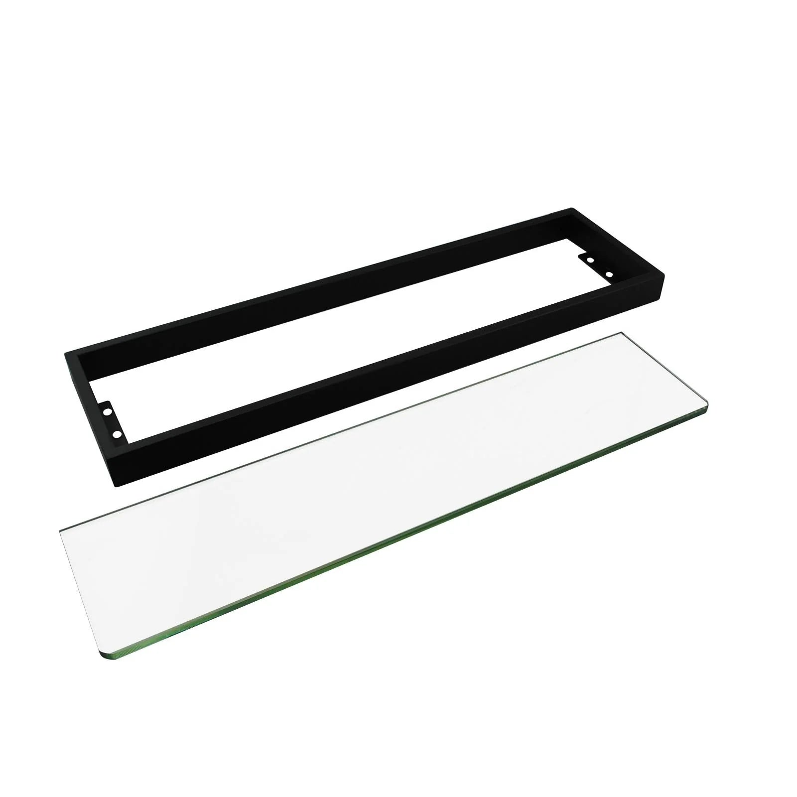 Ivano Series Glass Shelf 600mm: Elegant, Spacious Bathroom Storage Solution-Black-OX6414-TR, 3