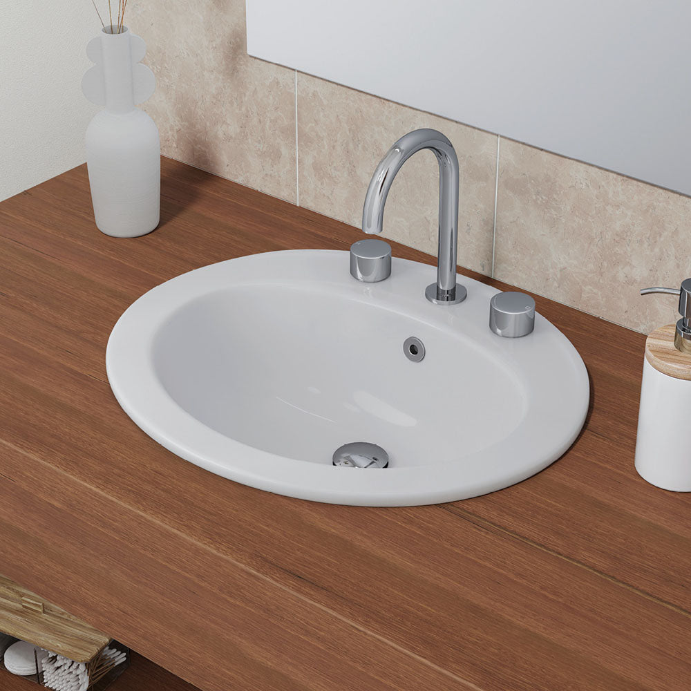 Fienza Lacy Fully-Inset Basin, 3 Tap Holes