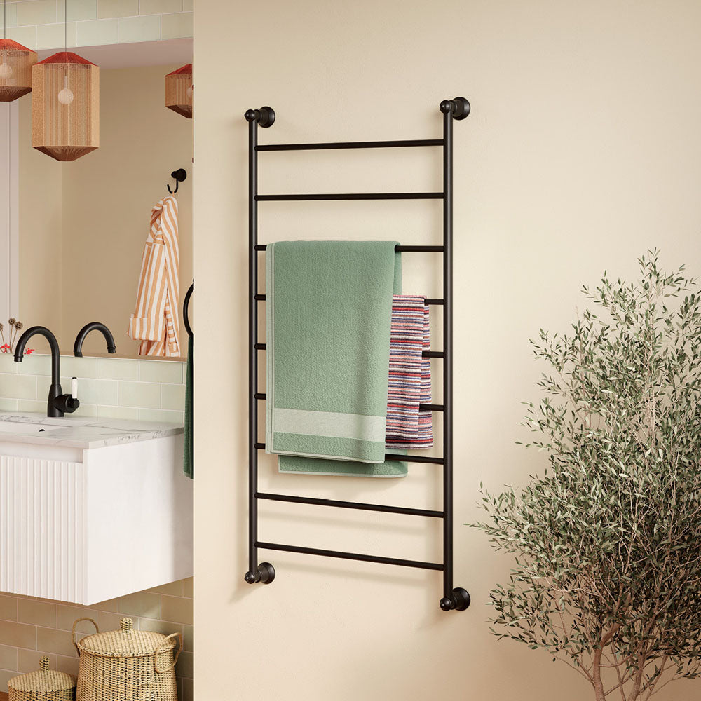Fienza Lillian Heated Towel Rail, 600 x 1200mm, Matte Black