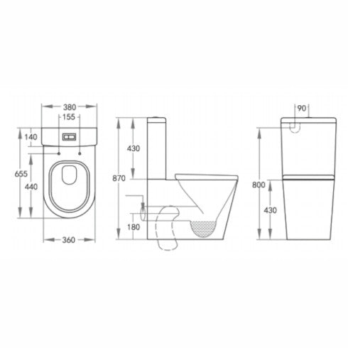 Livis Rimless Toilet Suite - Modern, Hygienic, and Efficient Bathroom Fixture, size