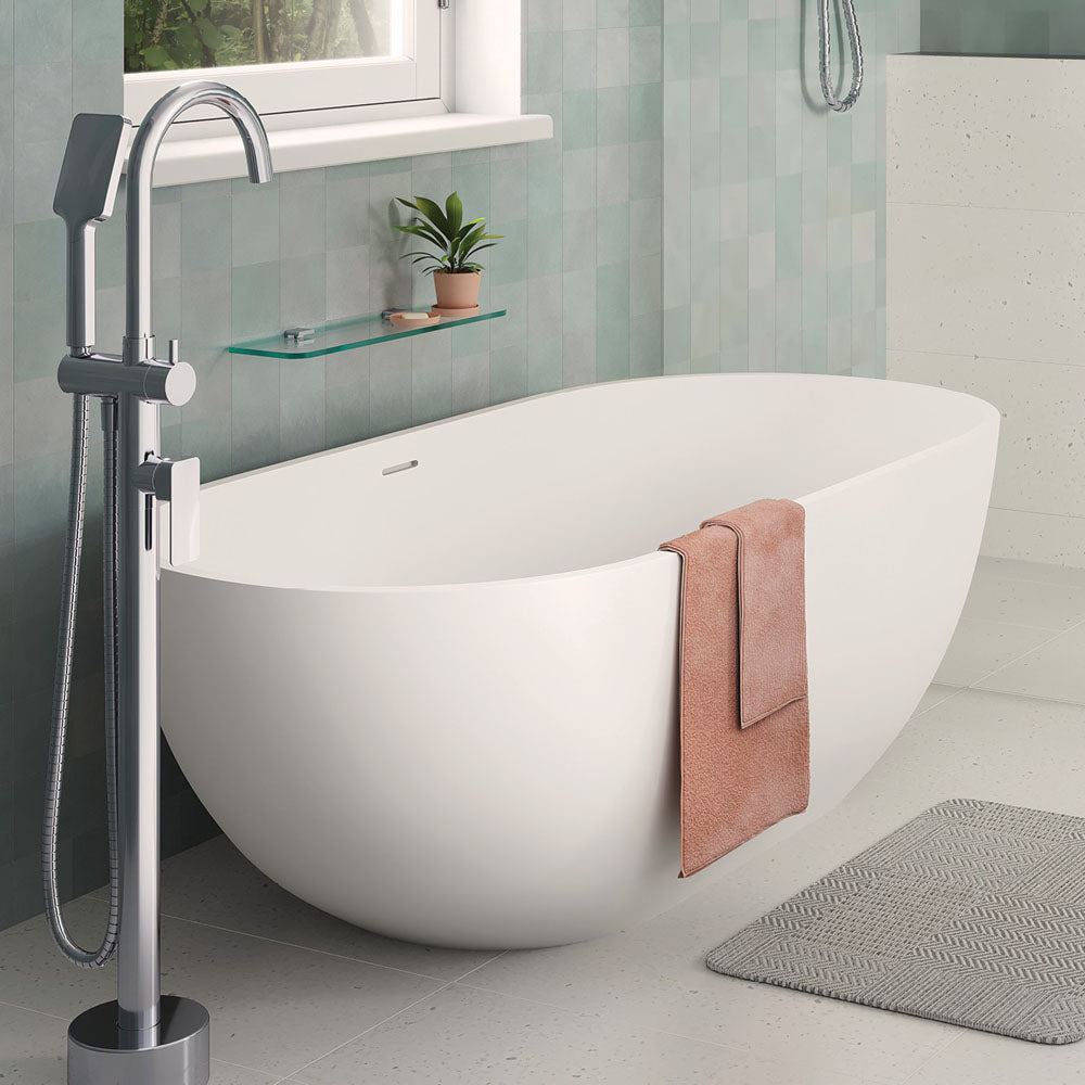 Fienza Nero Cast Stone Solid Surface Bath, 1780mm