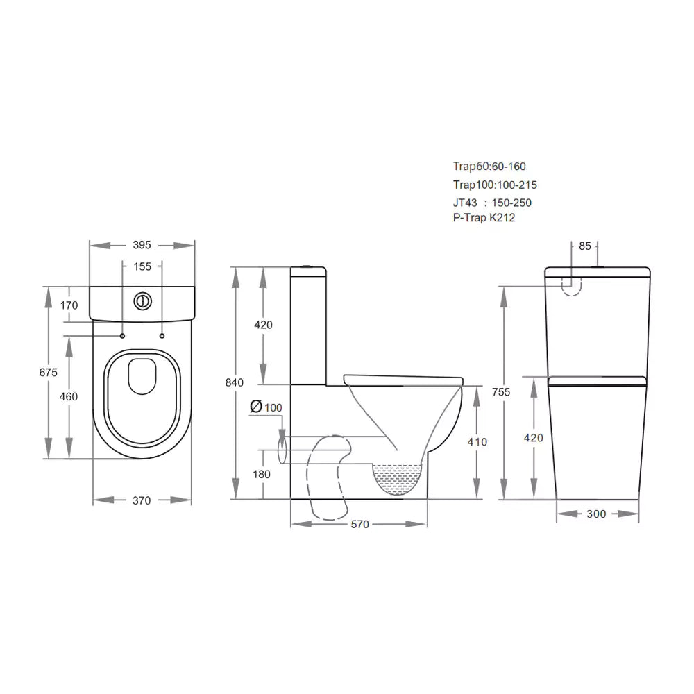 Polo Back To Wall Toilet Suite: Modern, Space-Saving Design-Gloss White-KDK005C/KDK005P