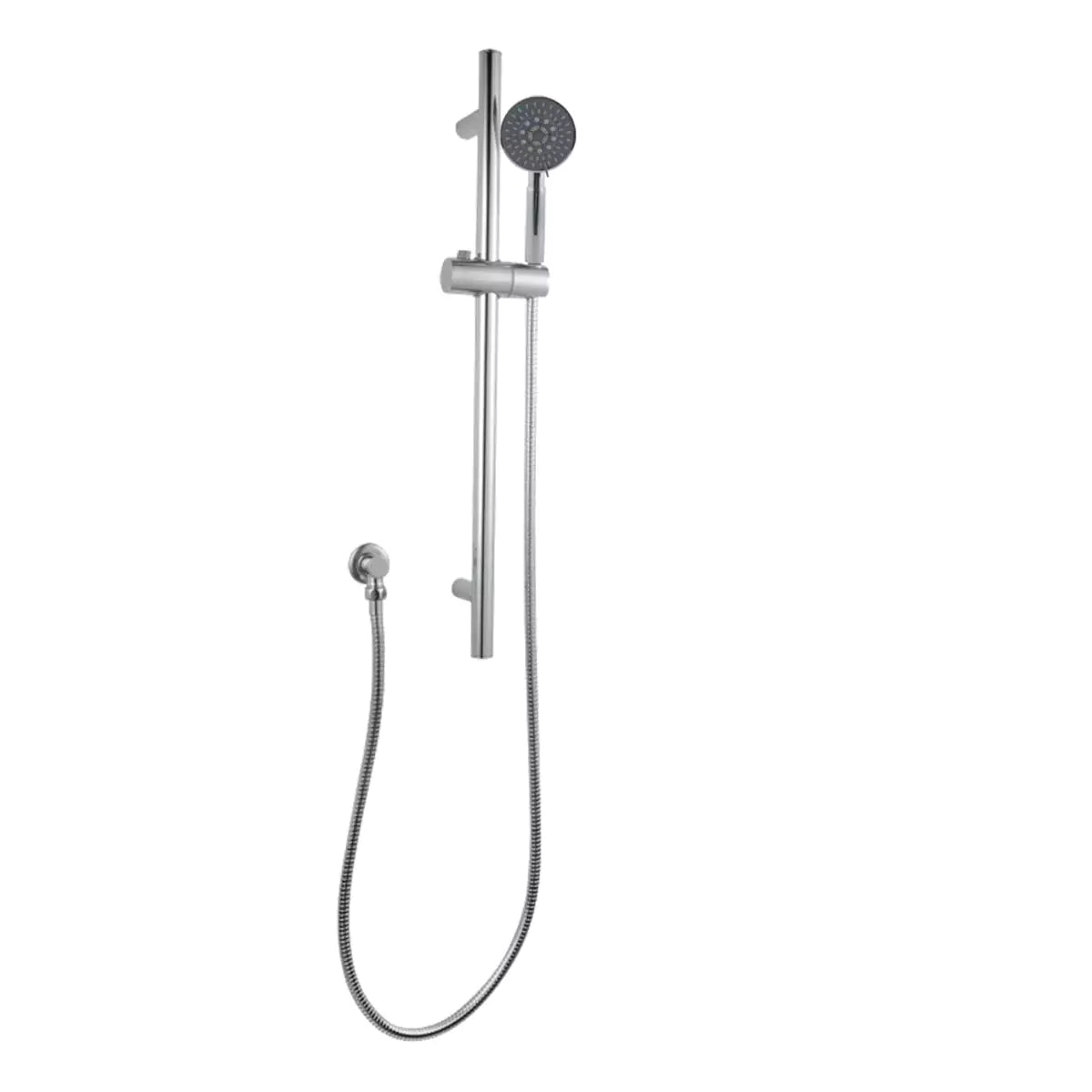 Round Chrome Hand-Held Shower Set with Rail, Stylish and Functional-Chrome-CH2147-1-SH-N+CH-R4-HHS