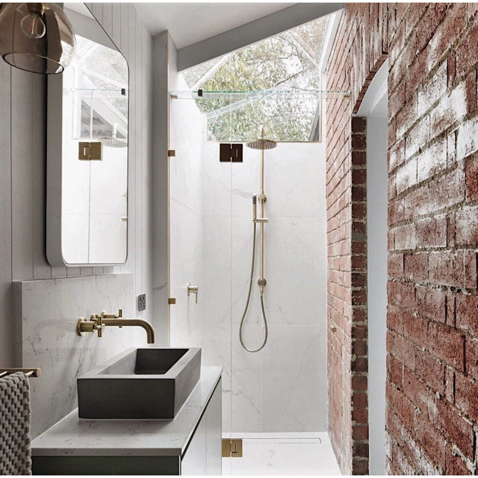 Round Combination Shower Rail 200mm Rose, Single Function Hand Shower - PVD Tiger Bronze